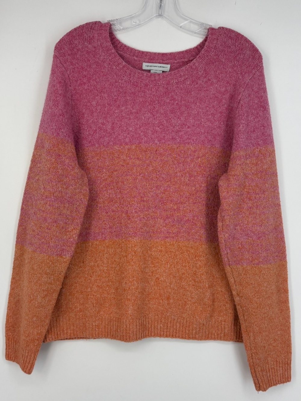Cupcakes and Cashmere Womens XL Pullover Sweater Pink Orange Ombre Stripe LS